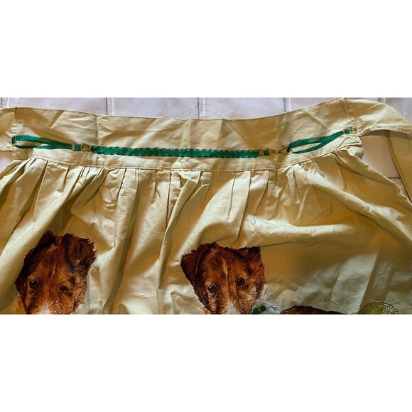Vintage Half Apron Border Collie Puppy Dog with Sun Hat Tan Ties in Back - Picture 7 of 9